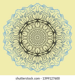 Round Floral Ornament Mandala. Vector Illustration.. For Home Decor, Interior Design, Coloring Book, Greeting Card, Invitation, Tattoo. Anti-Stress Therapy Pattern.