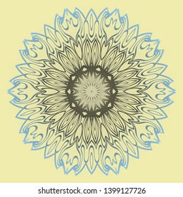 Round Floral Ornament Mandala. Vector Illustration.. For Home Decor, Interior Design, Coloring Book, Greeting Card, Invitation, Tattoo. Anti-Stress Therapy Pattern.