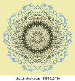 Round Floral Ornament Mandala. Vector Illustration.. For Home Decor, Interior Design, Coloring Book, Greeting Card, Invitation, Tattoo. Anti-Stress Therapy Pattern.