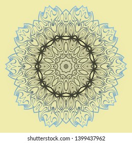 Round Floral Ornament Mandala. Vector Illustration.. For Home Decor, Interior Design, Coloring Book, Greeting Card, Invitation, Tattoo. Anti-Stress Therapy Pattern.