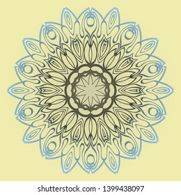 Round Floral Ornament Mandala. Vector Illustration.. For Home Decor, Interior Design, Coloring Book, Greeting Card, Invitation, Tattoo. Anti-Stress Therapy Pattern.