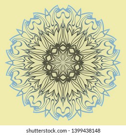 Round Floral Ornament Mandala. Vector Illustration.. For Home Decor, Interior Design, Coloring Book, Greeting Card, Invitation, Tattoo. Anti-Stress Therapy Pattern.