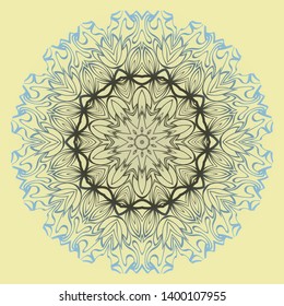 Round Floral Ornament Mandala. Vector Illustration.. For Home Decor, Interior Design, Coloring Book, Greeting Card, Invitation, Tattoo. Anti-Stress Therapy Pattern.