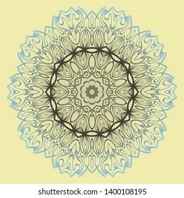 Round Floral Ornament Mandala. Vector Illustration.. For Home Decor, Interior Design, Coloring Book, Greeting Card, Invitation, Tattoo. Anti-Stress Therapy Pattern.