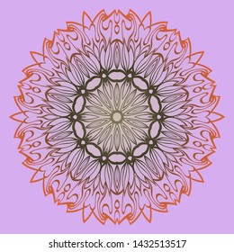 Round Floral Ornament Mandala. Vector Illustration.. For Home Decor, Interior Design, Coloring Book, Greeting Card, Invitation, Tattoo. Anti-Stress Therapy Pattern.