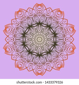 Round Floral Ornament Mandala. Vector Illustration.. For Home Decor, Interior Design, Coloring Book, Greeting Card, Invitation, Tattoo. Anti-Stress Therapy Pattern.