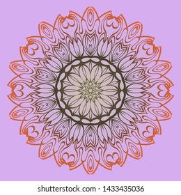 Round Floral Ornament Mandala. Vector Illustration.. For Home Decor, Interior Design, Coloring Book, Greeting Card, Invitation, Tattoo. Anti-Stress Therapy Pattern.