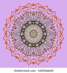 Round Floral Ornament Mandala. Vector Illustration.. For Home Decor, Interior Design, Coloring Book, Greeting Card, Invitation, Tattoo. Anti-Stress Therapy Pattern.