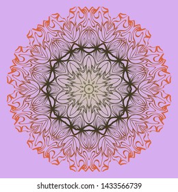 Round Floral Ornament Mandala. Vector Illustration.. For Home Decor, Interior Design, Coloring Book, Greeting Card, Invitation, Tattoo. Anti-Stress Therapy Pattern.