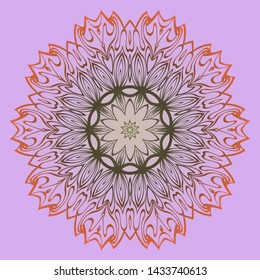 Round Floral Ornament Mandala. Vector Illustration.. For Home Decor, Interior Design, Coloring Book, Greeting Card, Invitation, Tattoo. Anti-Stress Therapy Pattern.