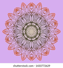 Round Floral Ornament Mandala. Vector Illustration.. For Home Decor, Interior Design, Coloring Book, Greeting Card, Invitation, Tattoo. Anti-Stress Therapy Pattern.