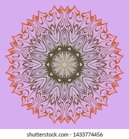 Round Floral Ornament Mandala. Vector Illustration.. For Home Decor, Interior Design, Coloring Book, Greeting Card, Invitation, Tattoo. Anti-Stress Therapy Pattern.