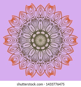 Round Floral Ornament Mandala. Vector Illustration.. For Home Decor, Interior Design, Coloring Book, Greeting Card, Invitation, Tattoo. Anti-Stress Therapy Pattern.