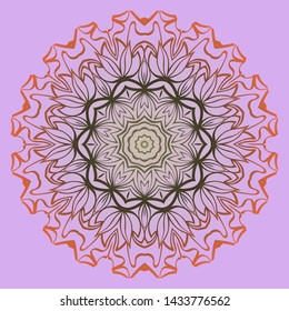 Round Floral Ornament Mandala. Vector Illustration.. For Home Decor, Interior Design, Coloring Book, Greeting Card, Invitation, Tattoo. Anti-Stress Therapy Pattern.