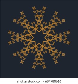 Round Floral Ornament on Dark Background. Template of Decorative Frame. Vector Vintage Symbol for Logo,  Stamps,  Restaurants,  Cafes,  Shops.