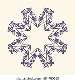 Round Floral Ornament on Light Background. Template of Decorative Frame. Vector Vintage Symbol for Logo,  Stamps,  Restaurants,  Cafes,  Shops.