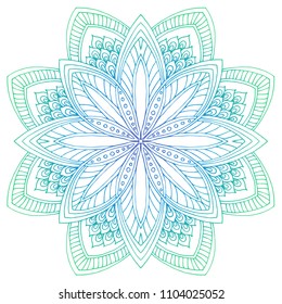 Round floral ornament pattern. Decorative element. Hand drawn mandala background.