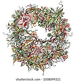 round floral ornament vector