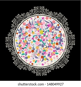 Round floral ornament for your design