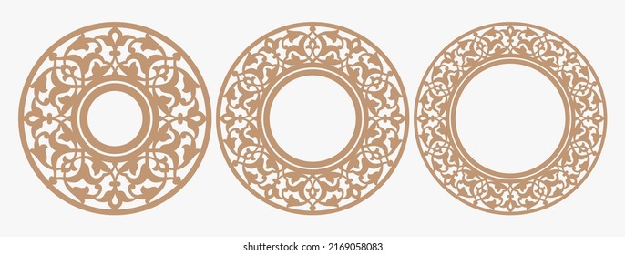 Round floral ornamental border - vector design