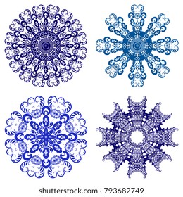 Round floral ornaments. Set. Vector illustration