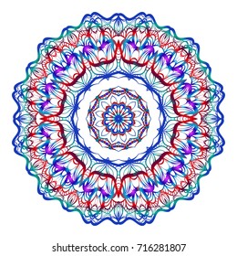 Round floral pattern. Decorative coloring Mandala. Design element for tattoo, invitation card, yoga symbol, relax therapy