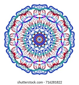 Round floral pattern. Decorative coloring Mandala. Design element for tattoo, invitation card, yoga symbol, relax therapy