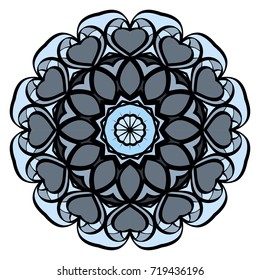 Round floral pattern. Decorative coloring Mandala. Design element for tattoo, invitation card, yoga symbol, relax therapy