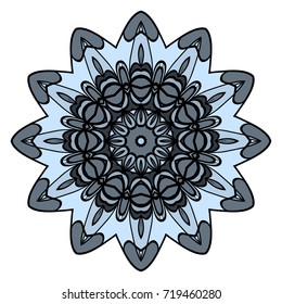 Round floral pattern. Decorative coloring Mandala. Design element for tattoo, invitation card, yoga symbol, relax therapy