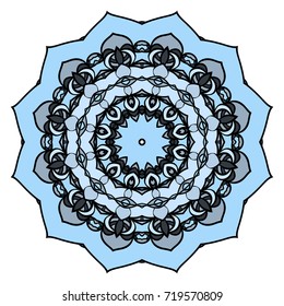 Round floral pattern. Decorative coloring Mandala. Design element for tattoo, invitation card, yoga symbol, relax therapy