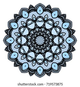 Round floral pattern. Decorative coloring Mandala. Design element for tattoo, invitation card, yoga symbol, relax therapy