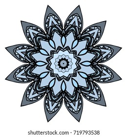 Round floral pattern. Decorative coloring Mandala. Design element for tattoo, invitation card, yoga symbol, relax therapy