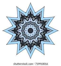 Round floral pattern. Decorative coloring Mandala. Design element for tattoo, invitation card, yoga symbol, relax therapy