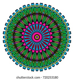 Round floral pattern. Decorative coloring Mandala. Design element for tattoo, invitation card, yoga symbol, relax therapy