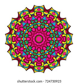 Round floral pattern. Decorative coloring Mandala. for tattoo, invitation card, yoga symbol, relax therapy. vector