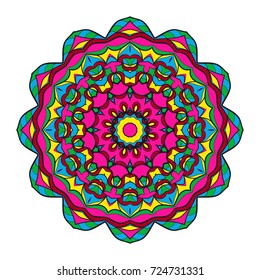 Round floral pattern. Decorative coloring Mandala. for tattoo, invitation card, yoga symbol, relax therapy. vector