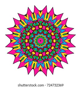 Round floral pattern. Decorative coloring Mandala. for tattoo, invitation card, yoga symbol, relax therapy. vector