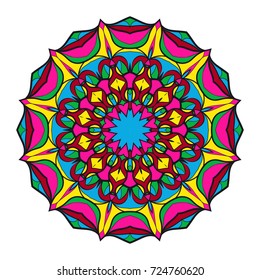 Round floral pattern. Decorative coloring Mandala. for tattoo, invitation card, yoga symbol, relax therapy. vector