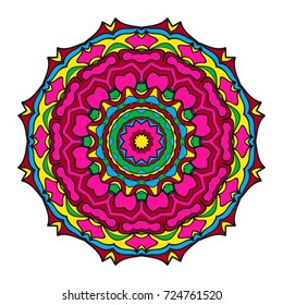 Round floral pattern. Decorative coloring Mandala. for tattoo, invitation card, yoga symbol, relax therapy. vector