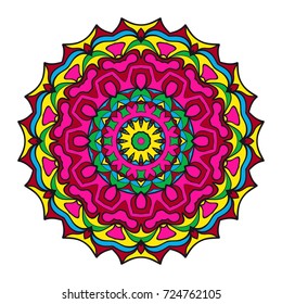 Round floral pattern. Decorative coloring Mandala. for tattoo, invitation card, yoga symbol, relax therapy. vector