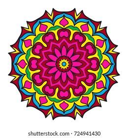 Round floral pattern. Decorative coloring Mandala. for tattoo, invitation card, yoga symbol, relax therapy. vector