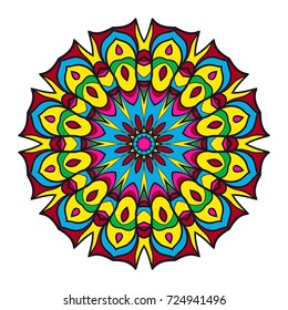 Round floral pattern. Decorative coloring Mandala. for tattoo, invitation card, yoga symbol, relax therapy. vector