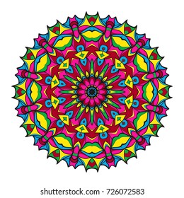 Round floral pattern. Decorative coloring Mandala. for tattoo, invitation card, yoga symbol, relax therapy. vector