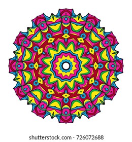 Round floral pattern. Decorative coloring Mandala. for tattoo, invitation card, yoga symbol, relax therapy. vector