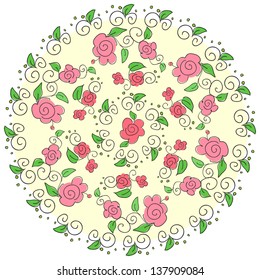 Round floral pattern. Hand drawn illustration