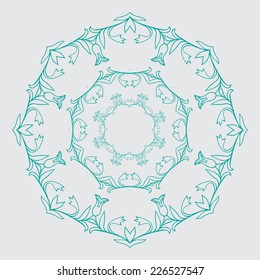 Round floral pattern. Hand drawn vector element for your design