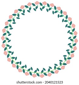 Round floral pattern of pink flowers on a white background for decoration of invitations