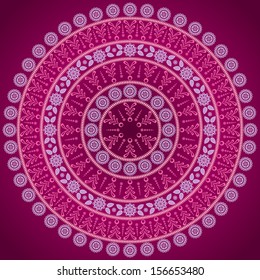 Round floral pattern. Useful for invitations, packaging, decoration, bag template, etc