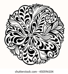 Round floral pattern. Vector background
