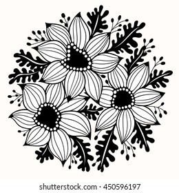 Round floral pattern. Vector background